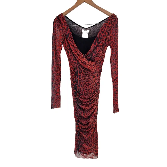 Fuzzi Dresses | Nwot Fuzzi Designer Leopard Print Dress | Color: Black/Red | Size: L | Reedredux's Closet